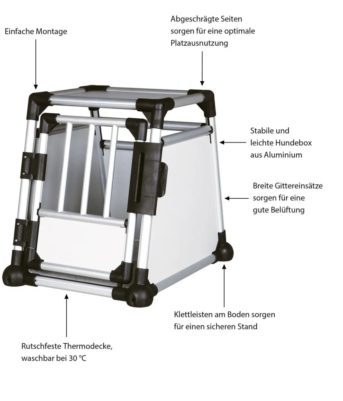 Trixie Hundetransportbox Aluminium, hellgrau/silber