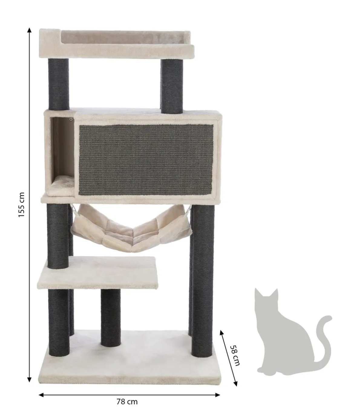 Trixie Kratzbaum XXL Maciel, grau, ca. B78/H155/T58 cm