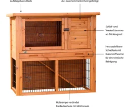 Trixie natura Kleintierstall mit Freilaufgehege, braun, ca. B104/H97/T52 cm