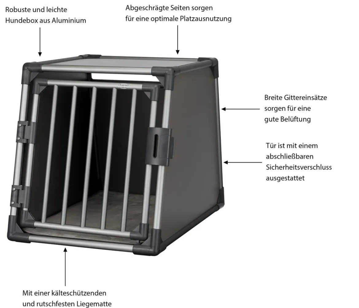 Trixie Transportbox für Hunde, Aluminium, grafit