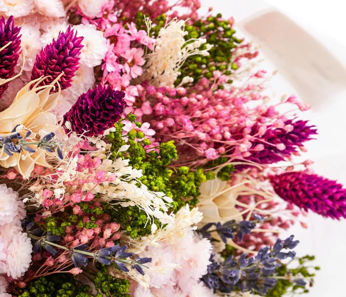Trockenblumenbouquet Fantasy, lila
