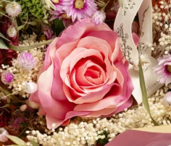 Trockenblumenbouquet Seidenglanz, natur/rosa