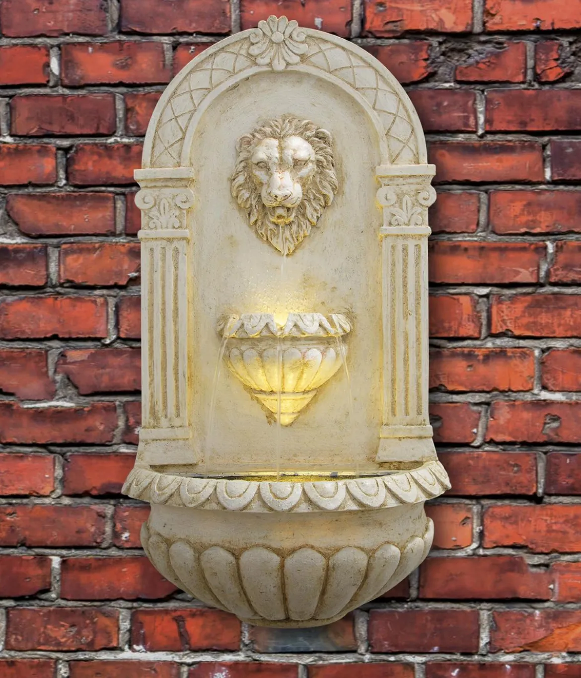 Ubbink Acqua Arte Polyresin-Wandbrunnen Assoro mit LED-Beleuchtung, ca. H80 cm