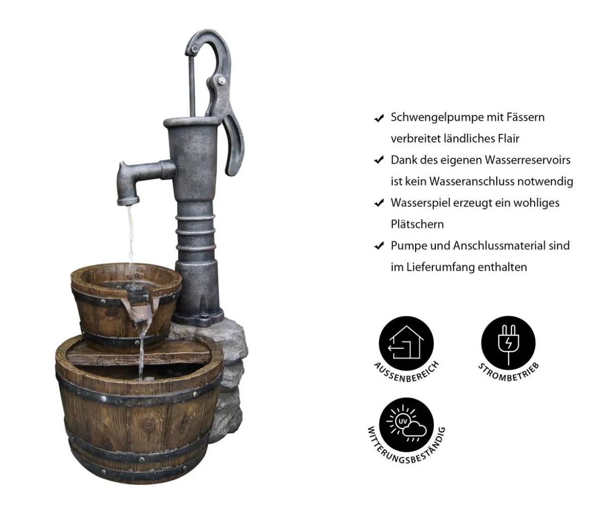 Ubbink Polyresin-Gartenbrunnen-Set Las Vegas, 42 x 36,5 x 80,5 cm
