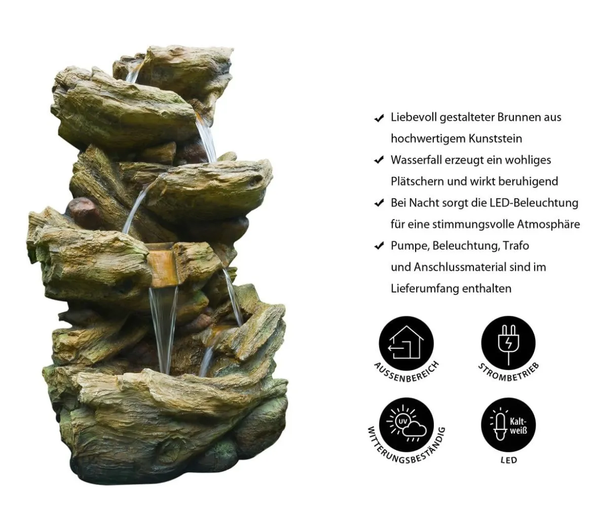 Ubbink Polyresin-Gartenbrunnen Wasserfall Sedona, ca. B77/H134/T55 cm