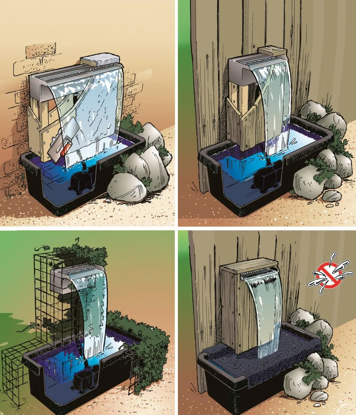 Ubbink Wasserfall Set Niagara LED mit Pumpe