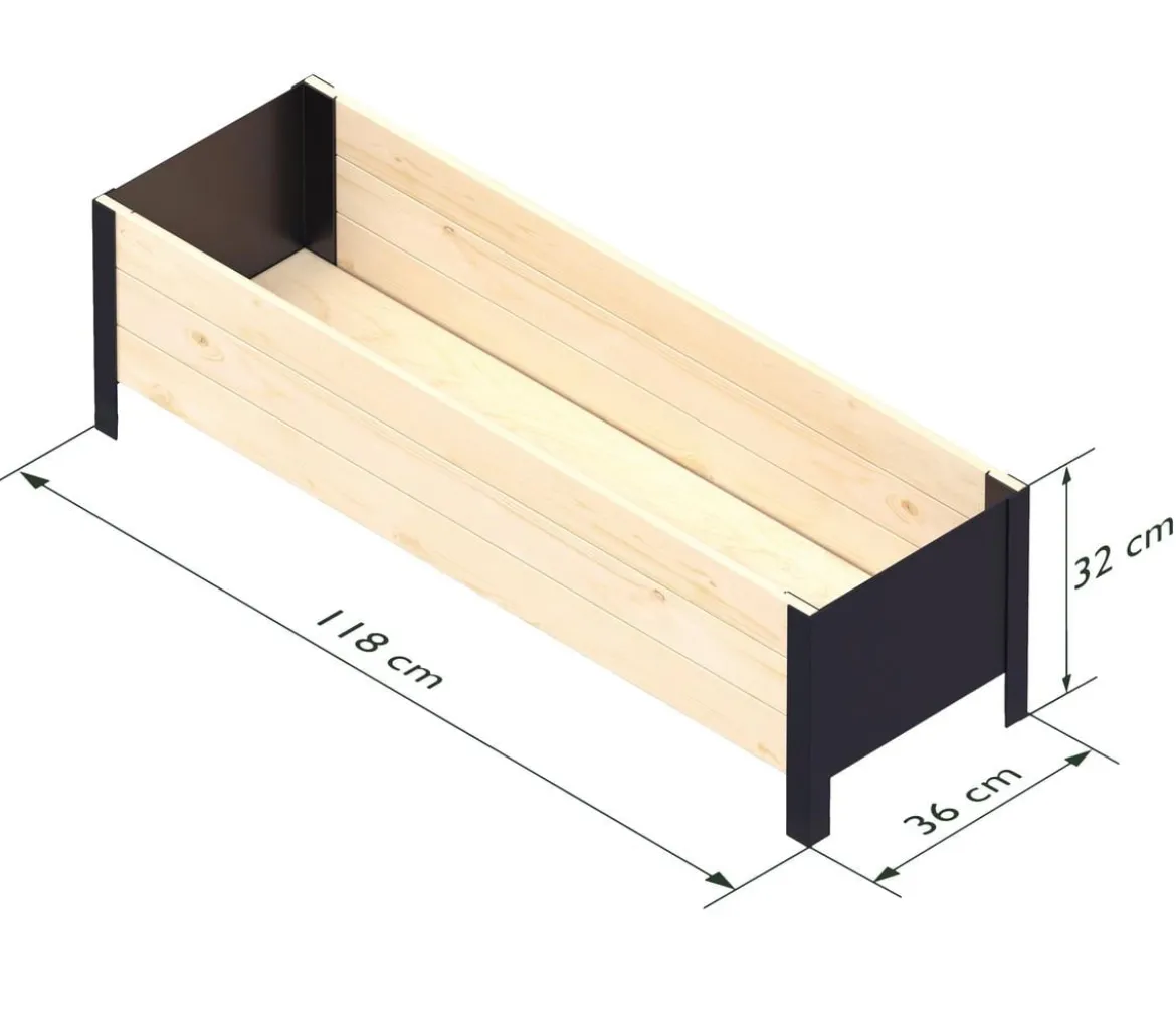 Upyard Holz-Pflanzkasten ModernBox, ca. B118/H32/T36 cm