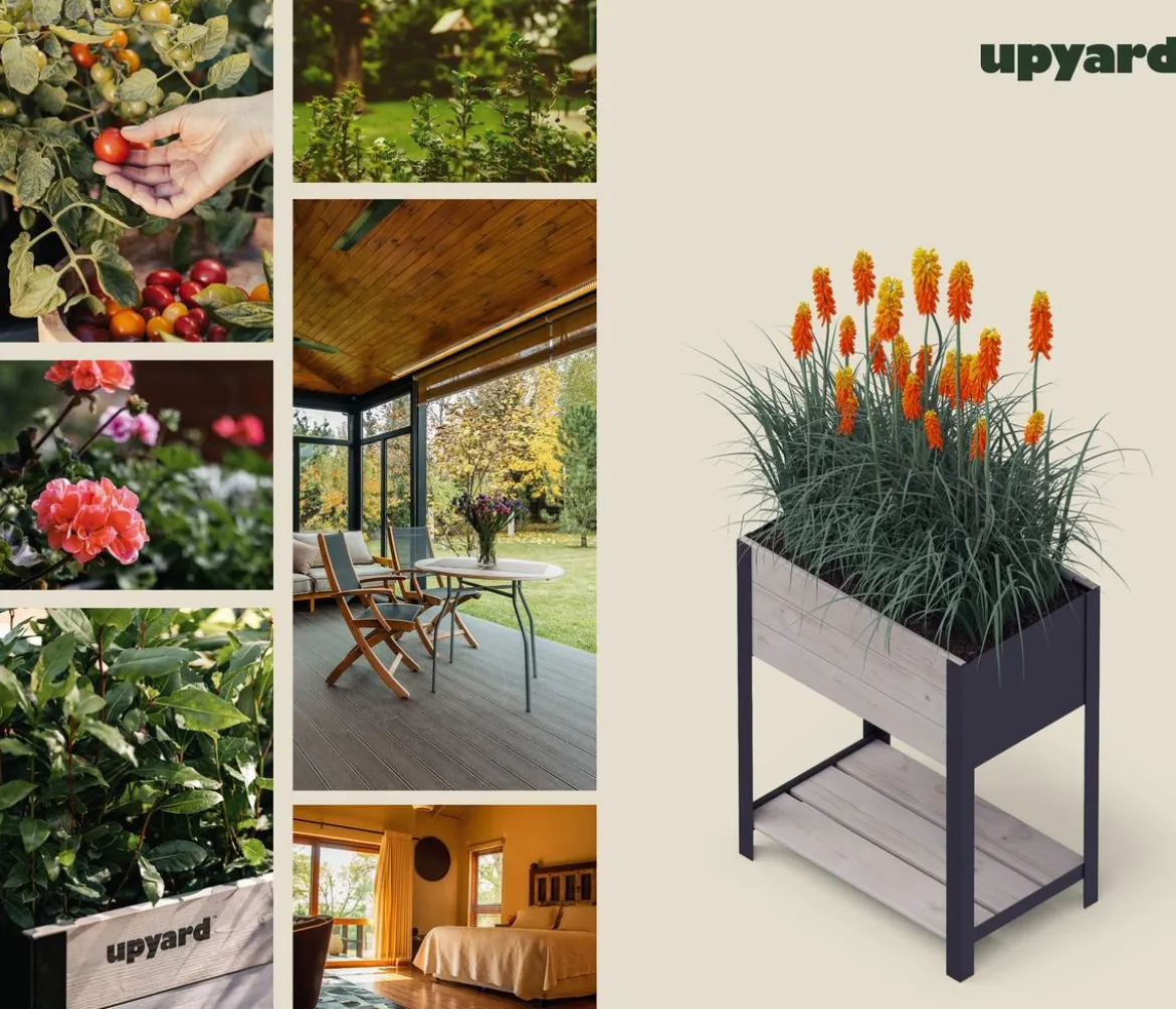 Upyard Holz-Pflanzkasten ModernBox mit Ablage, ca. B58/H72/T36 cm