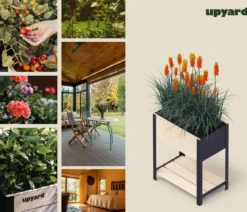 Upyard Holz-Pflanzkasten ModernBox mit Ablage, ca. B58/H72/T36 cm
