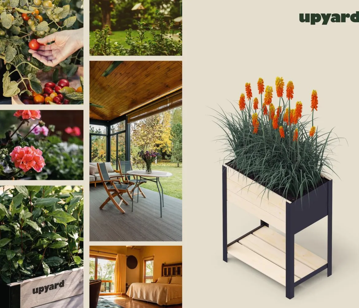 Upyard Holz-Pflanzkasten ModernBox mit Ablage, ca. B58/H72/T36 cm