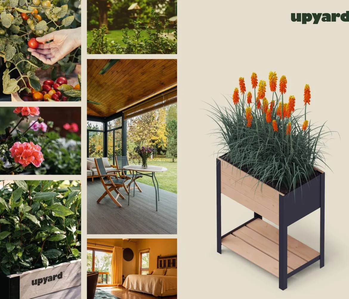 Upyard Holz-Pflanzkasten ModernBox mit Ablage, ca. B58/H72/T36 cm