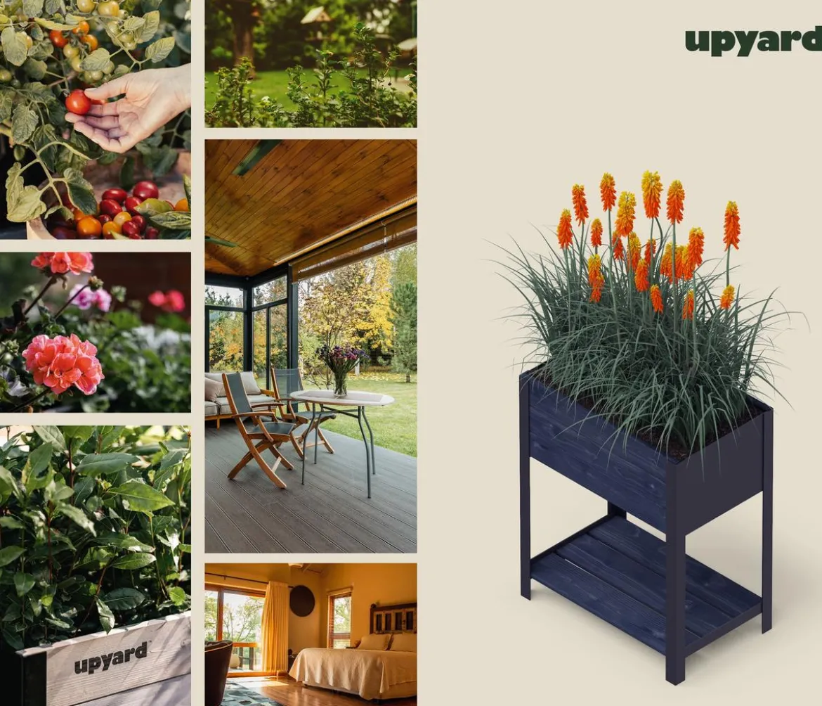 Upyard Holz-Pflanzkasten ModernBox mit Ablage, ca. B58/H72/T36 cm