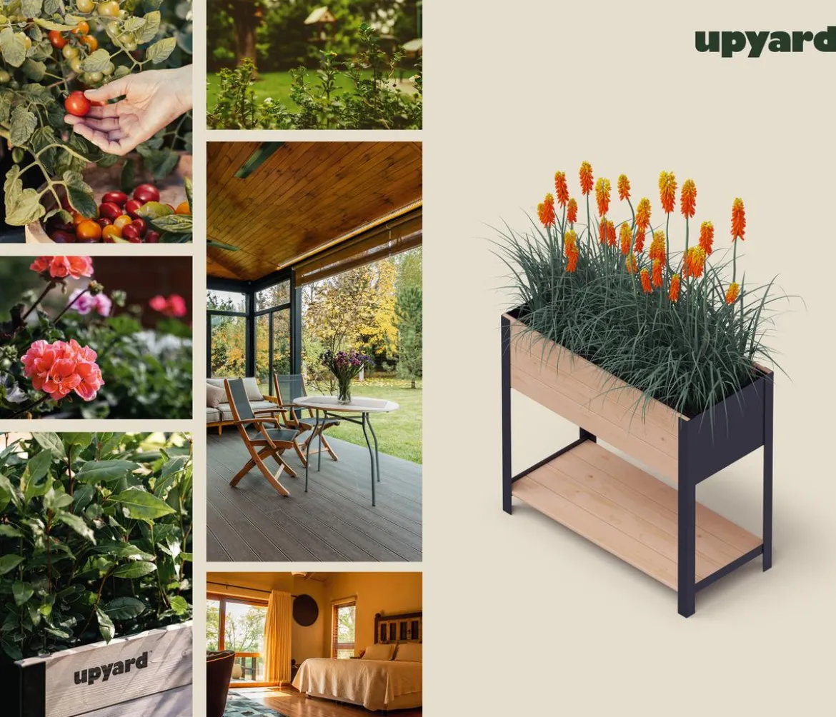 Upyard Holz-Pflanzkasten ModernBox mit Ablage, ca. B78/H72/T36 cm