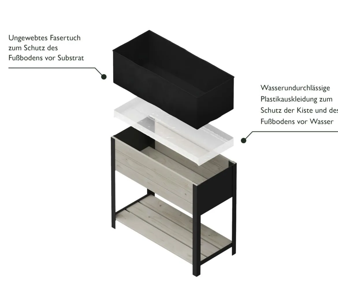 Upyard Holz-Pflanzkasten ModernBox mit Ablage, ca. B78/H72/T36 cm