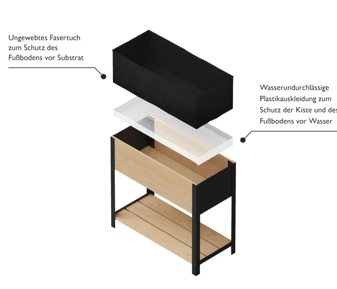 Upyard Holz-Pflanzkasten ModernBox mit Ablage, ca. B78/H72/T36 cm