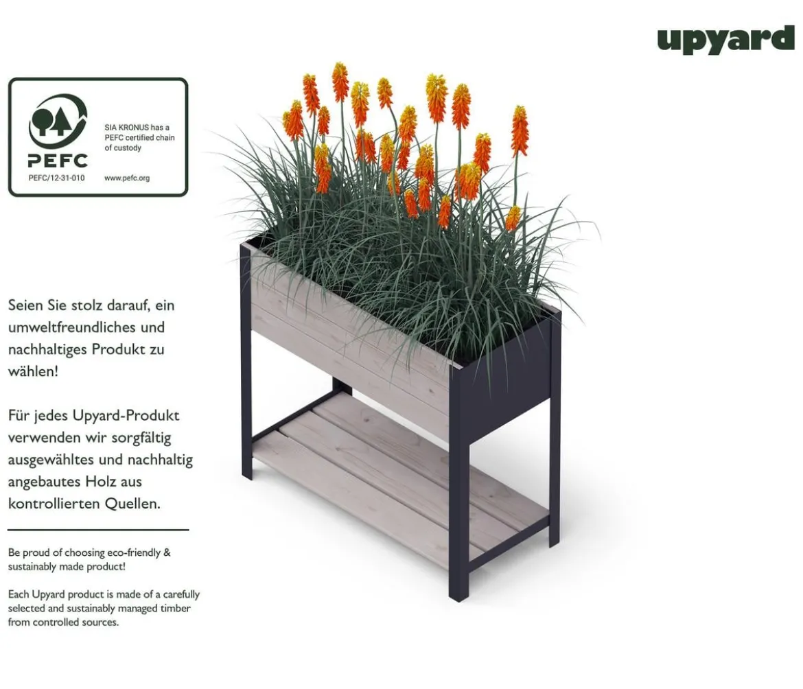 Upyard Holz-Pflanzkasten ModernBox mit Ablage, ca. B78/H72/T36 cm