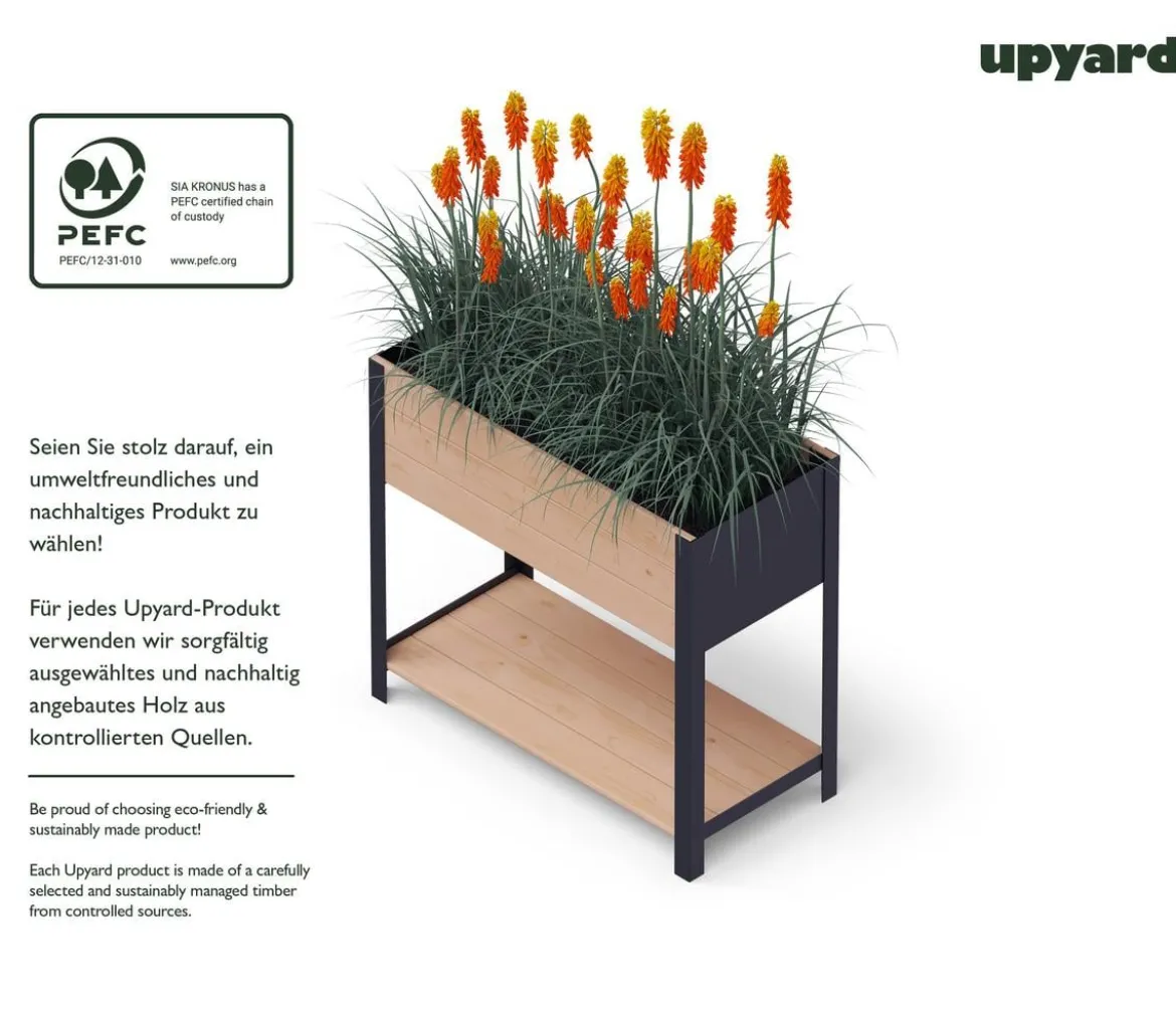 Upyard Holz-Pflanzkasten ModernBox mit Ablage, ca. B78/H72/T36 cm