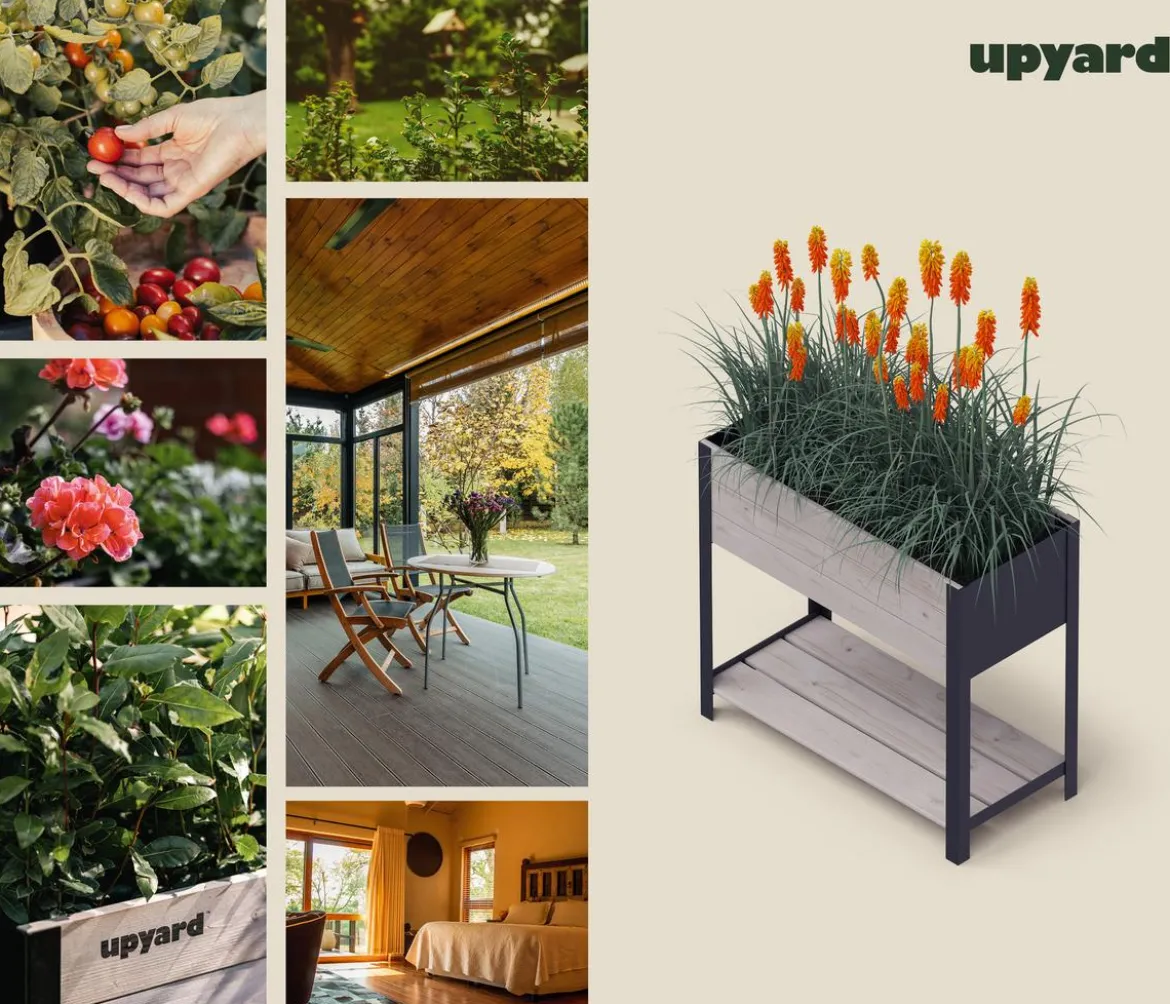 Upyard Holz-Pflanzkasten ModernBox mit Ablage, ca. B78/H72/T36 cm
