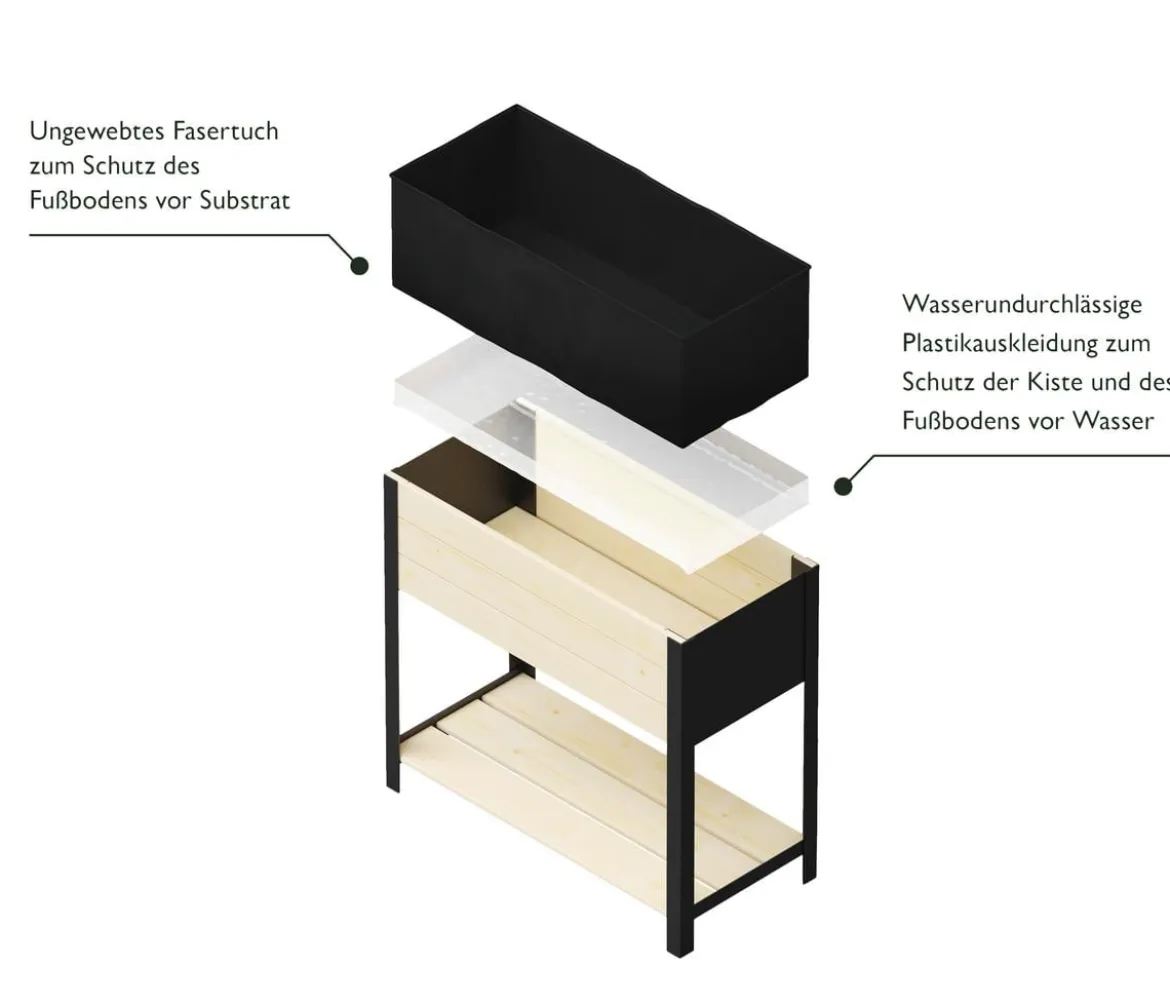 Upyard Holz-Pflanzkasten ModernBox mit Ablage, ca. B78/H72/T36 cm