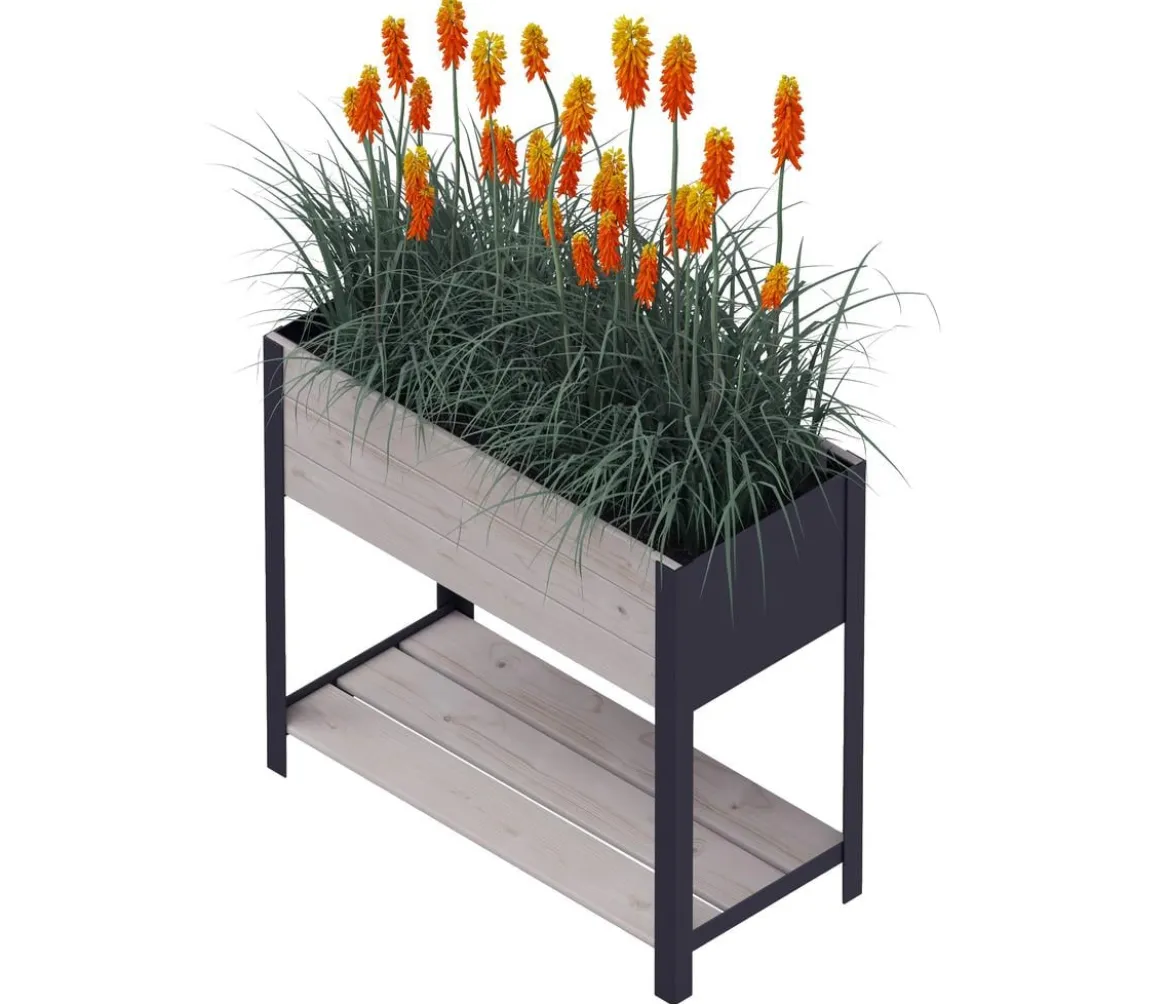 Upyard Holz-Pflanzkasten ModernBox mit Ablage, ca. B78/H72/T36 cm