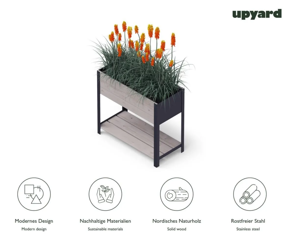 Upyard Holz-Pflanzkasten ModernBox mit Ablage, ca. B78/H72/T36 cm