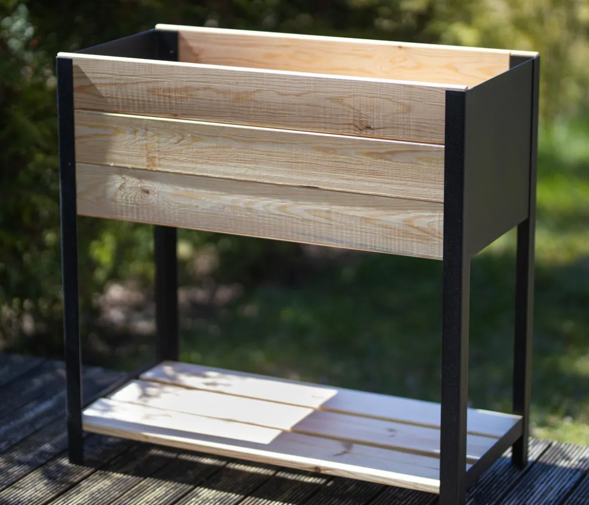 Upyard Holz-Pflanzkasten ModernBox mit Ablage, ca. B78/H72/T36 cm