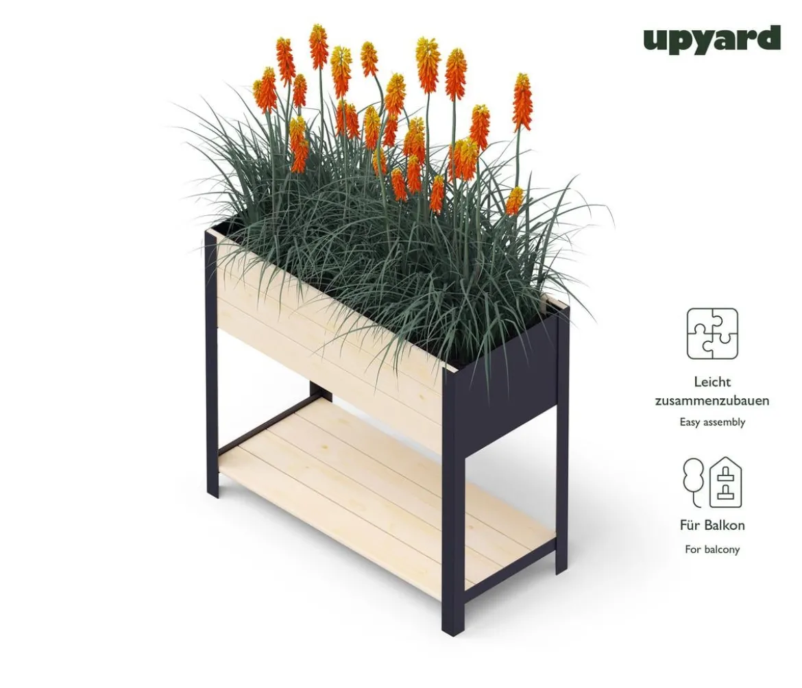 Upyard Holz-Pflanzkasten ModernBox mit Ablage, ca. B78/H72/T36 cm