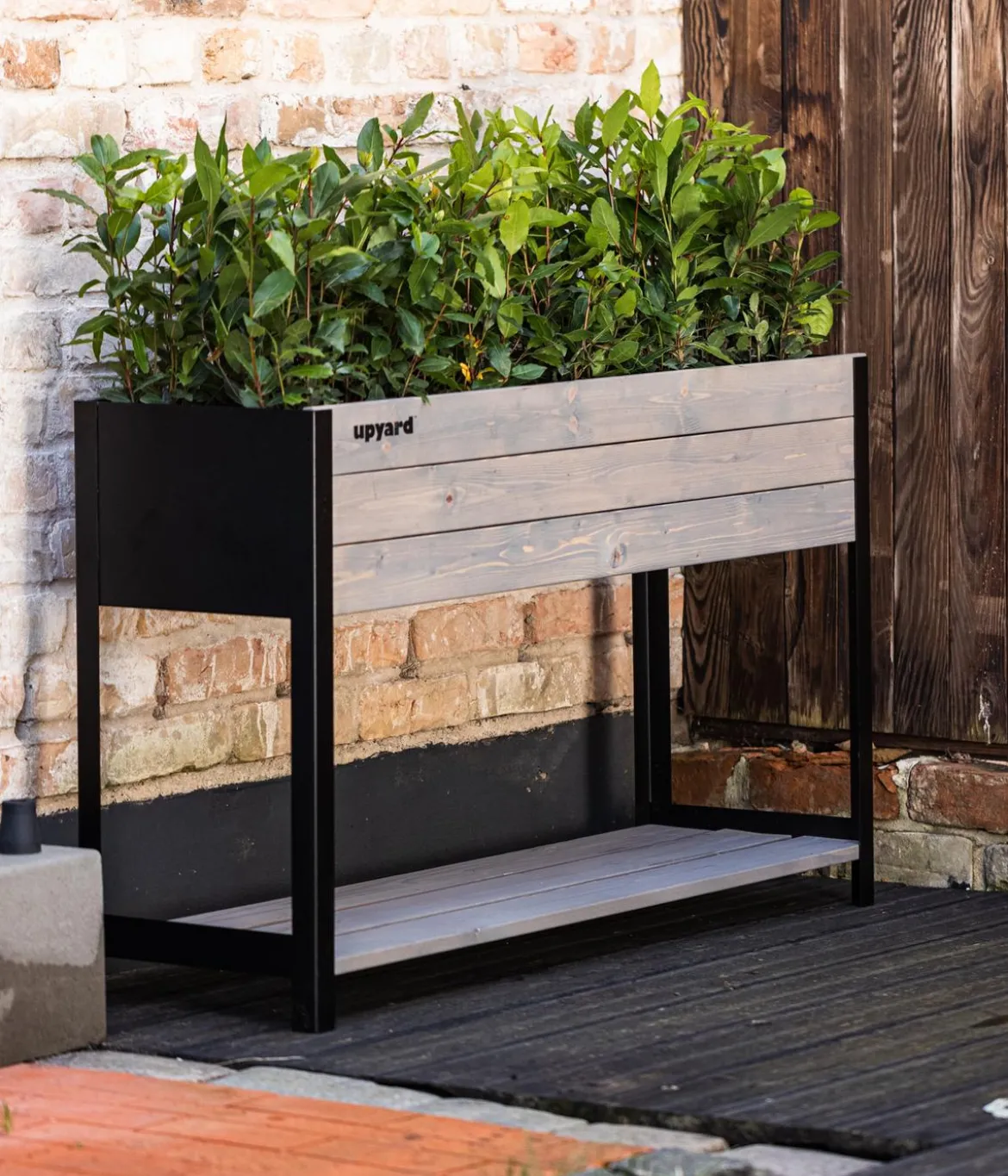 Upyard Holz-Pflanzkasten ModernBox mit Ablage, ca. B78/H72/T36 cm