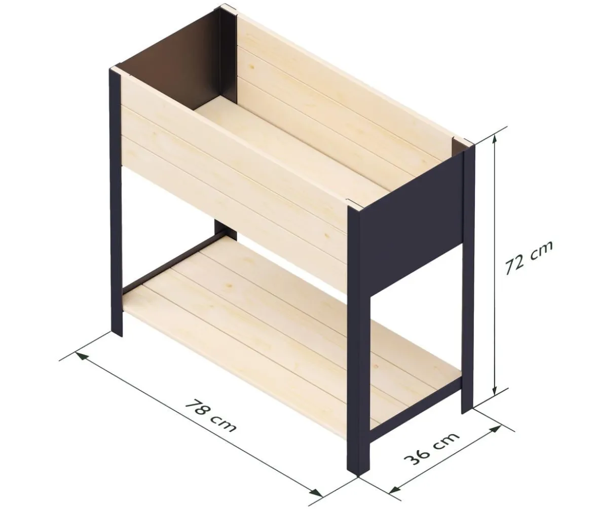 Upyard Holz-Pflanzkasten ModernBox mit Ablage, ca. B78/H72/T36 cm