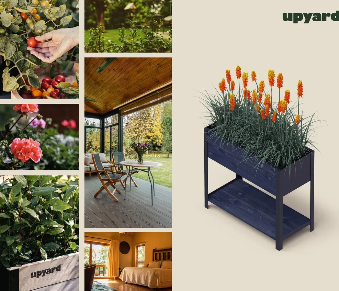 Upyard Holz-Pflanzkasten ModernBox mit Ablage, ca. B78/H72/T36 cm