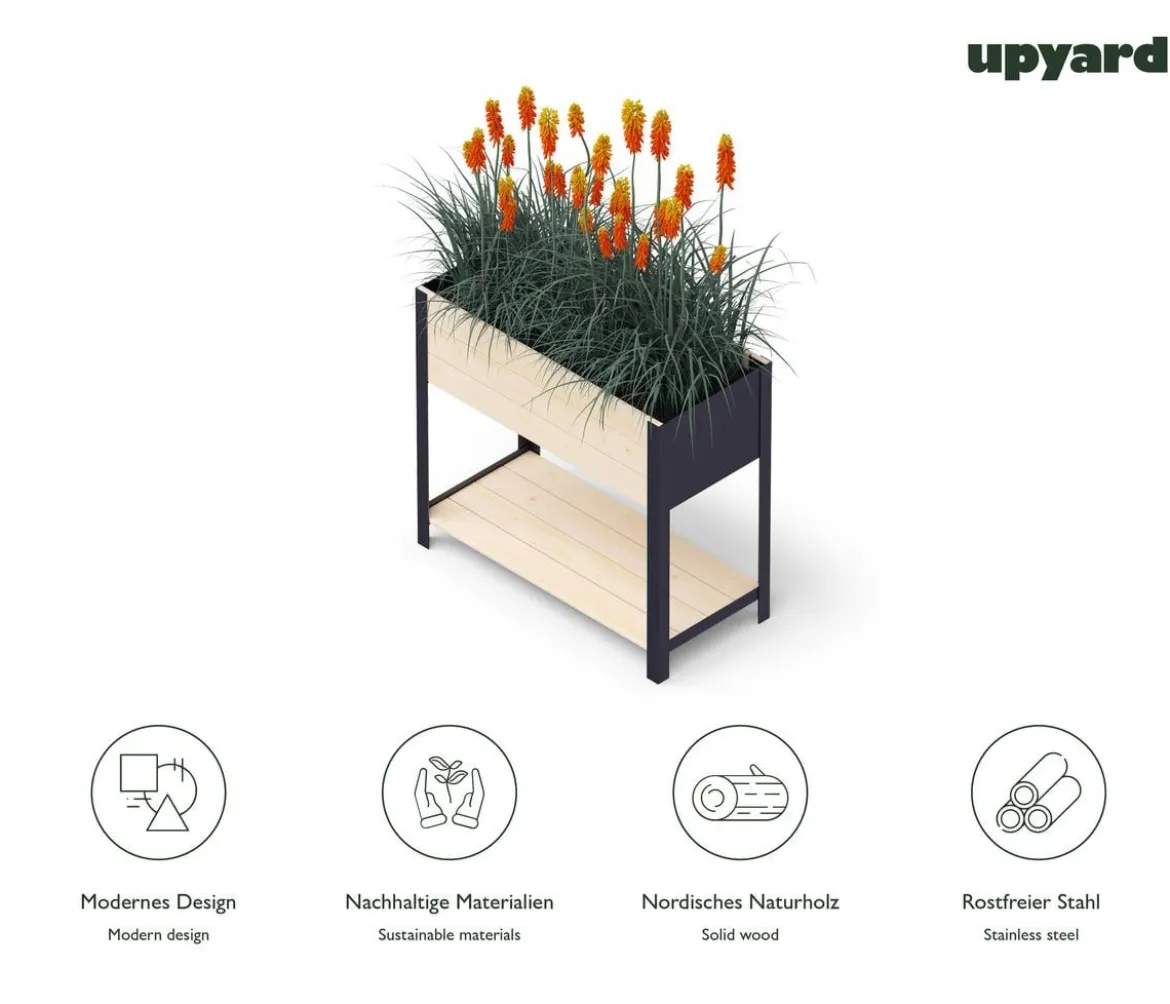 Upyard Holz-Pflanzkasten ModernBox mit Ablage, ca. B78/H72/T36 cm