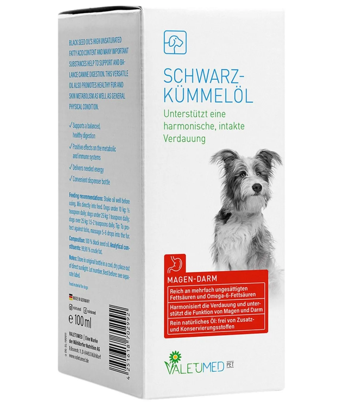 Valetumed Ergänzungsfutter für Hunde Schwarzkümmelöl, 100 ml