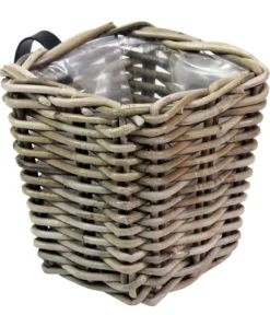 Van der Leeden Rattan-Balkonkorb, quadratisch, grau, ca. B15/H15/T15 cm