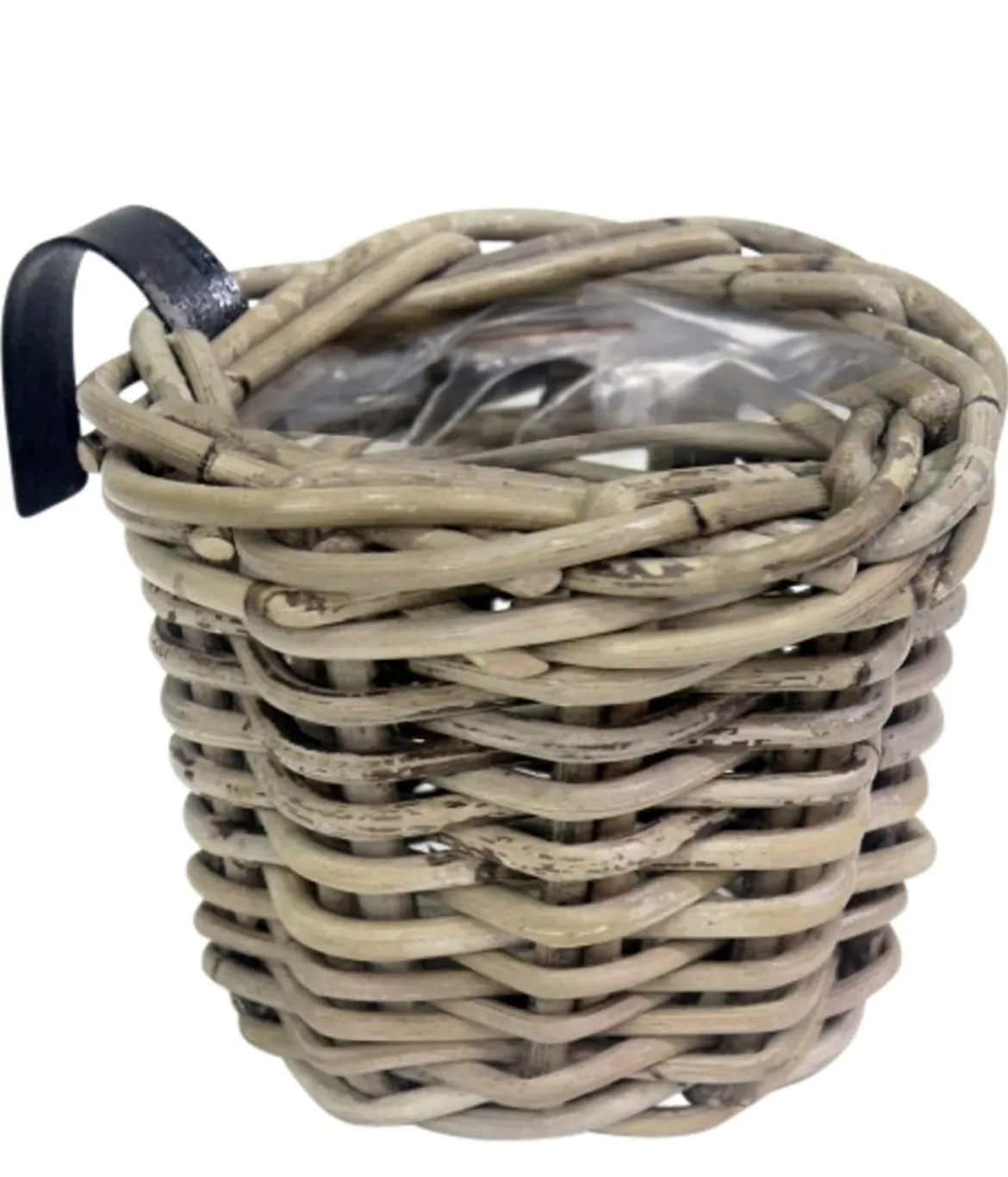 Van der Leeden Rattan-Balkonkorb, rund, grau, ca. Ø15/H15 cm