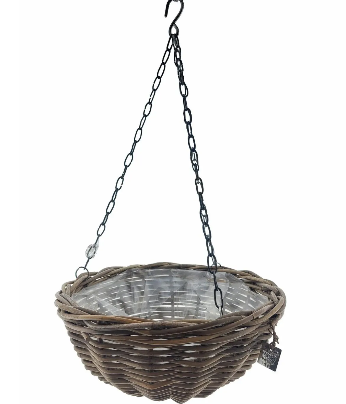 Van der Leeden Rattan-Hängeampel, rund, grau/braun