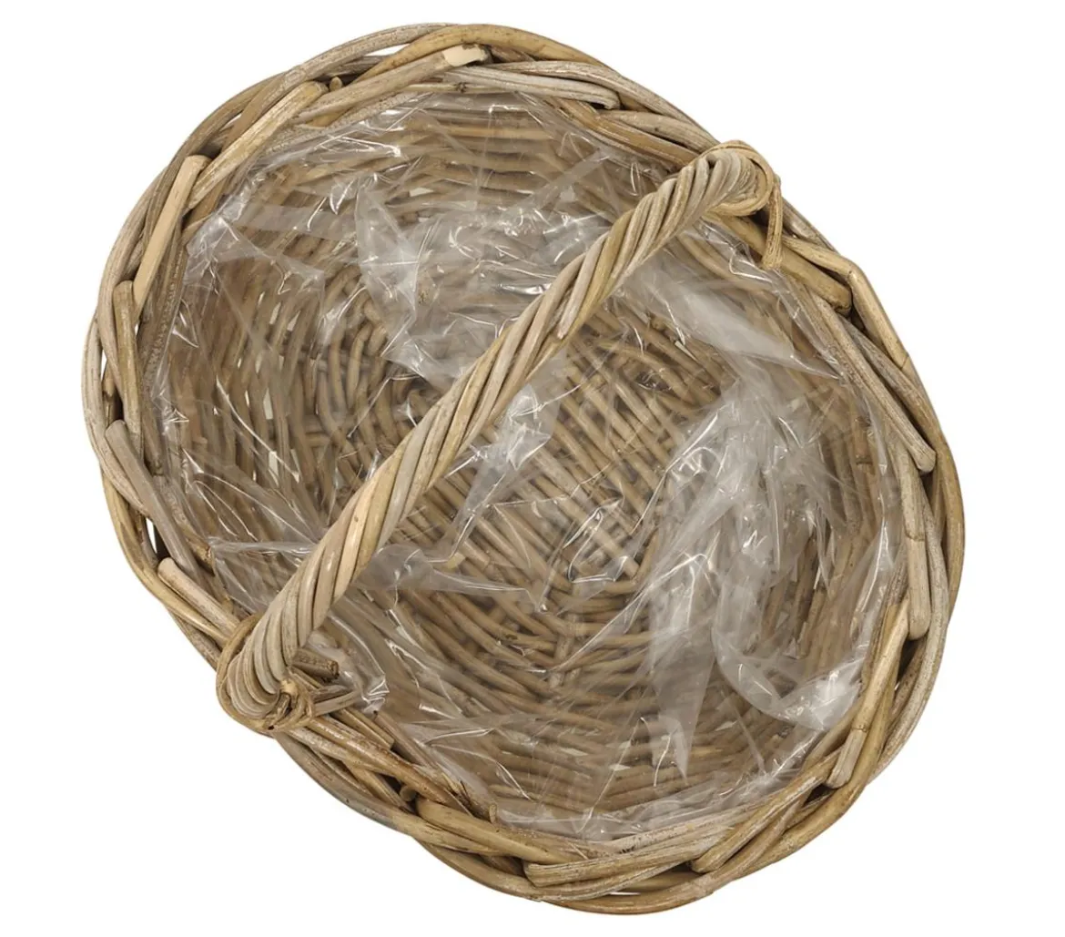 Van der Leeden Rattan-Korb mit Henkel, oval, braun