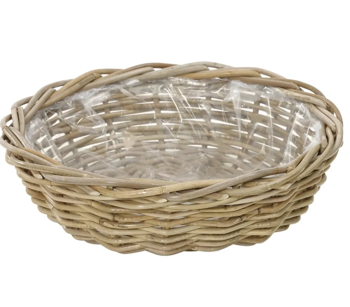 Van der Leeden Rattan-Pflanzschale, braun, Ø 41 cm