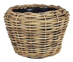 Van der Leeden Rattan-Topf Drypot, rund, grau/braun