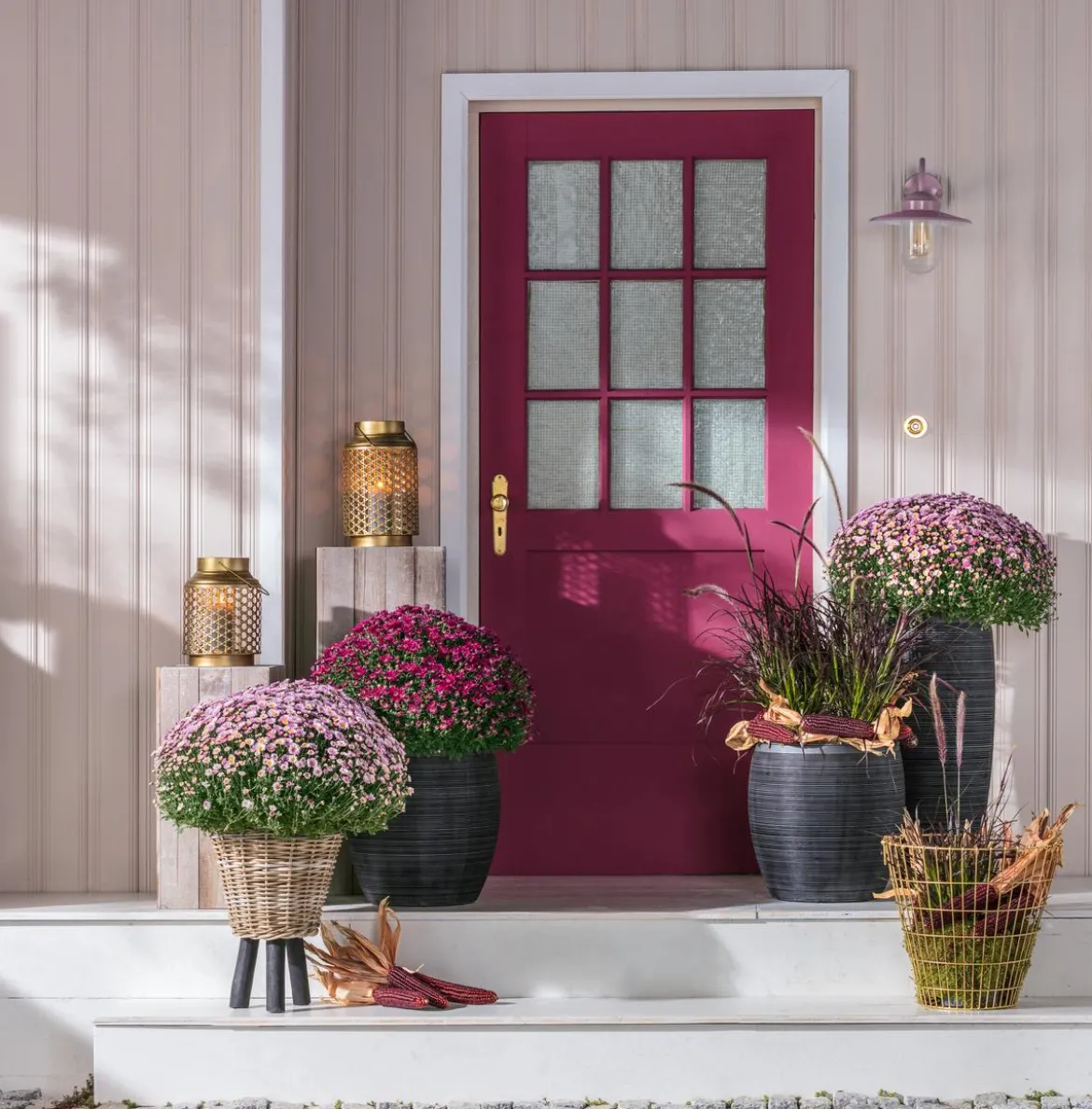 Van der Leeden Rattan-Topf mit Füßen, rund, grau