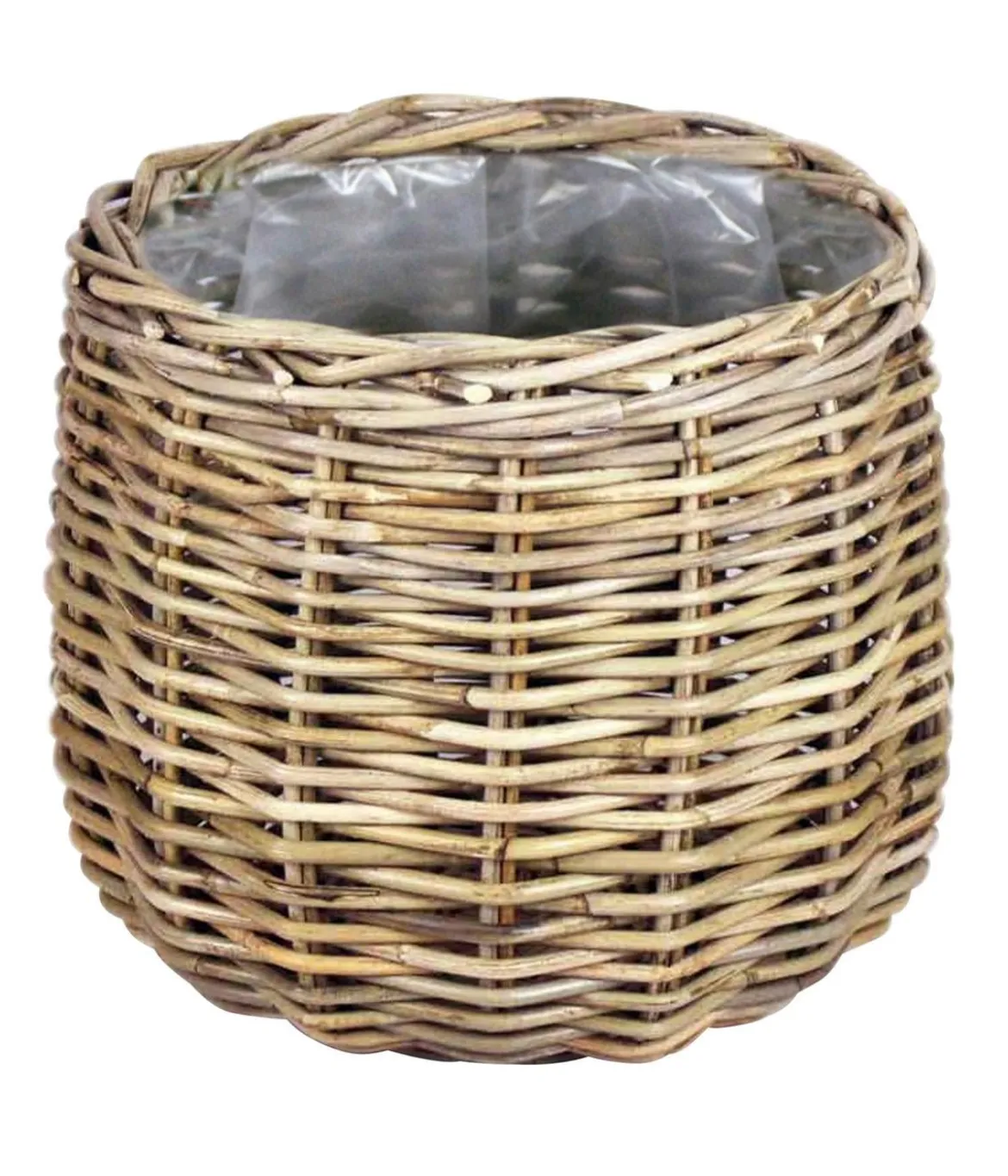Van der Leeden Rattan-Topf, rund, grau
