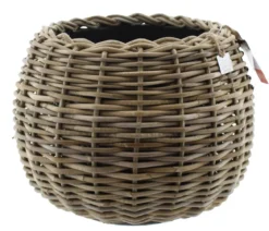 Van der Leeden Rattan-Topf Tina, rund, grau/braun