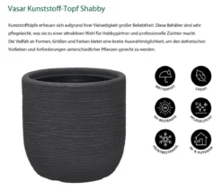 Vasar Kunststoff-Topf Shabby, rund, dunkelgrau