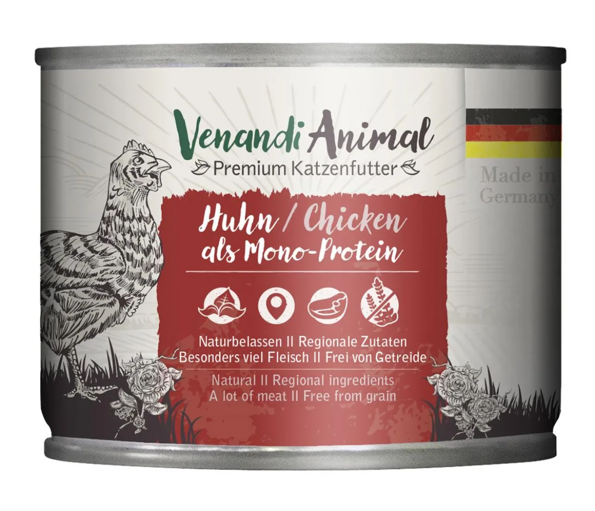 Venandi Animal Nassfutter für Katzen Monoprotein, Adult, 200 g