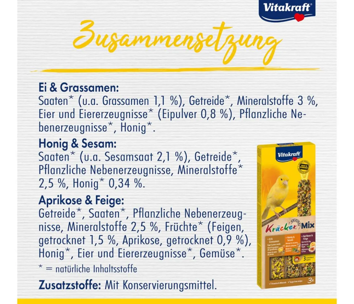 Vitakraft® Kräcker® Original Mix + Ei / Frucht / Honig für Kanarien, 3er Pack