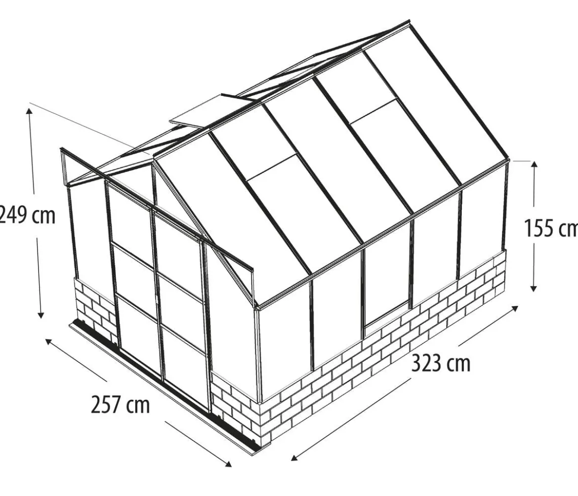 Vitavia Gewächshaus Cassiopeia 8300 ESG/HKP, inkl. Sockelmauer Basalt