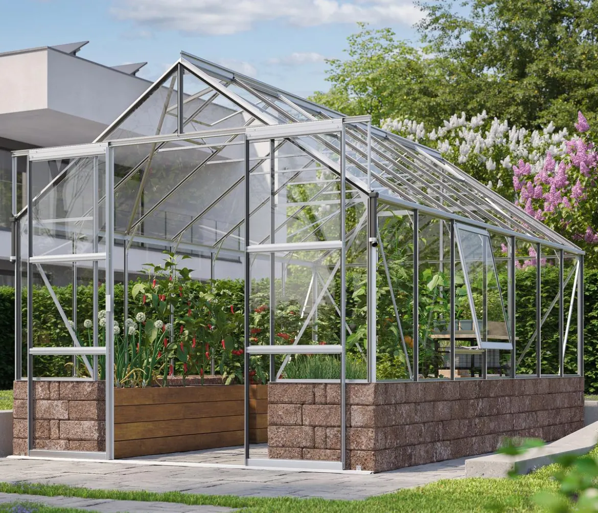 Vitavia Gewächshaus Cassiopeia 11500 ESG, inkl. Sockelmauer Herbstlaub