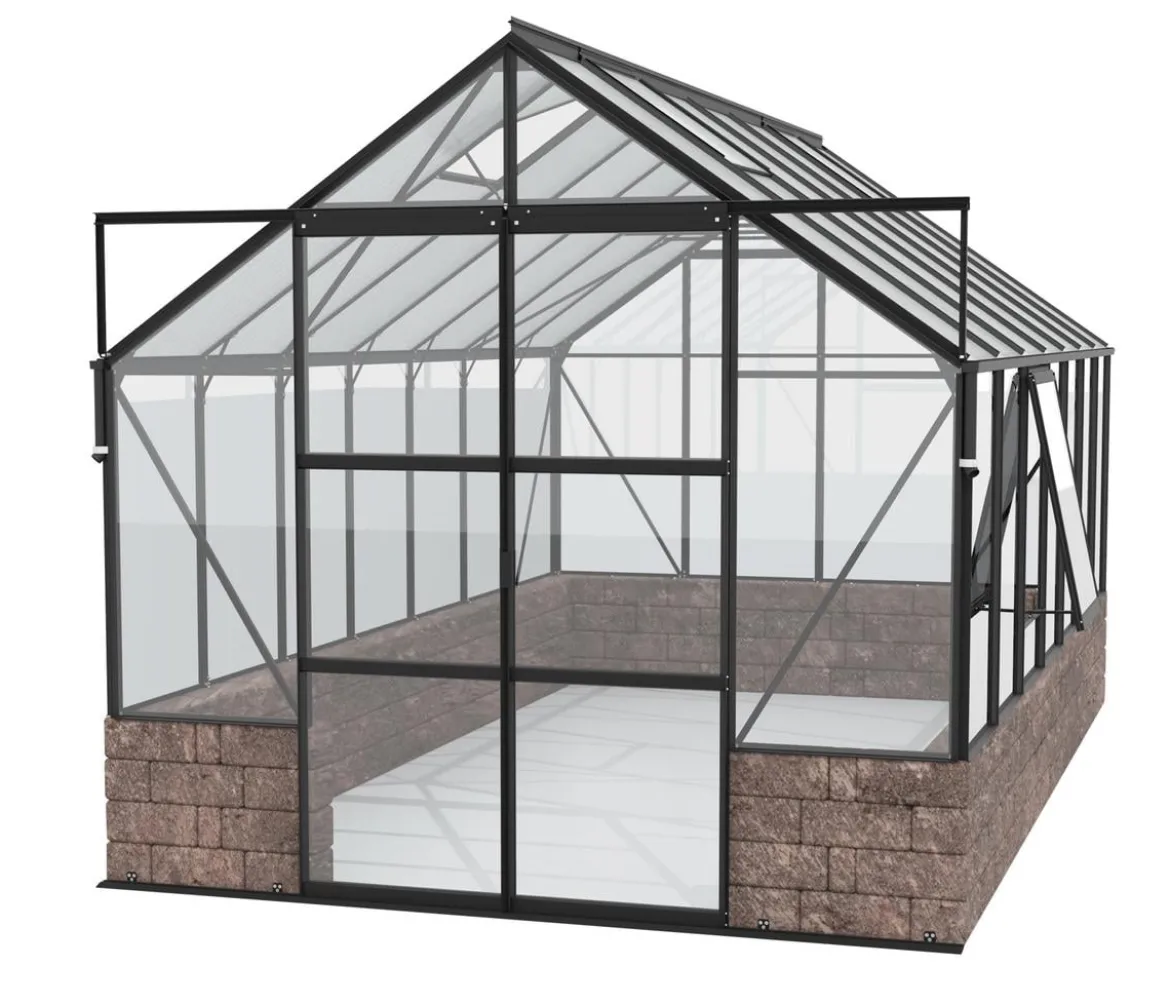 Vitavia Gewächshaus Cassiopeia 11500 ESG/HKP, inkl. Sockelmauer Herbstlaub