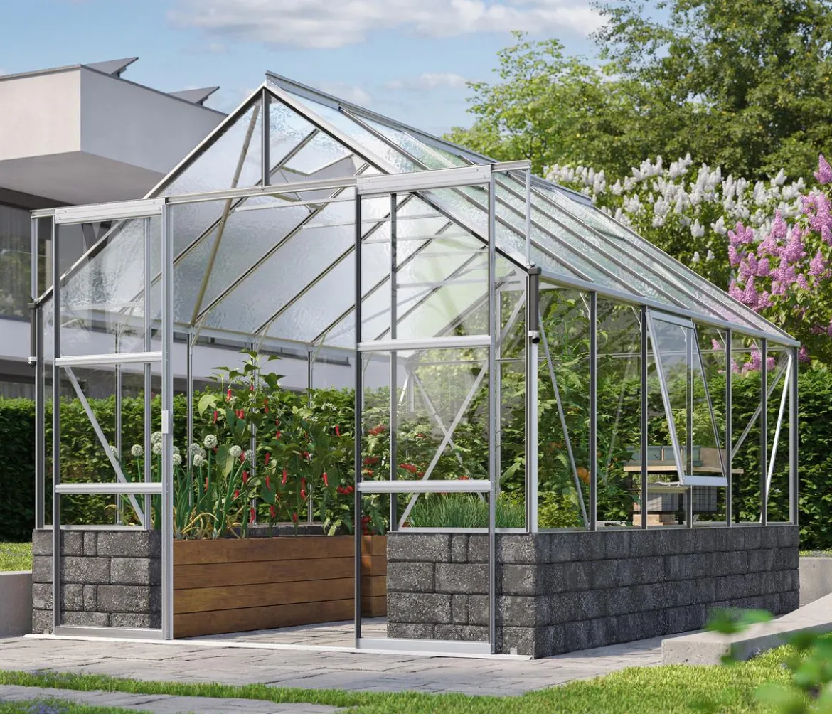 Vitavia Gewächshaus Cassiopeia 9900 ESG/NSG, inkl. Sockelmauer Basalt