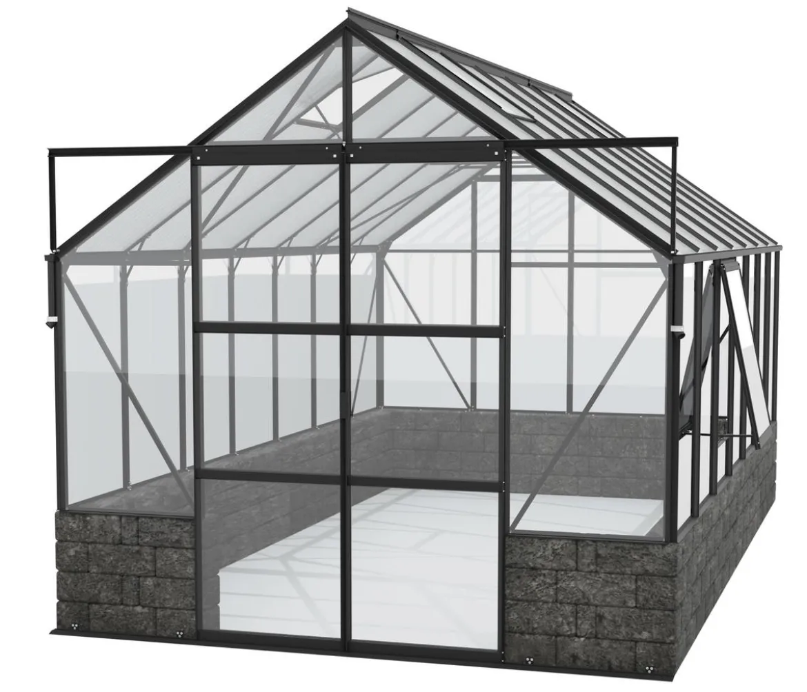 Vitavia Gewächshaus Cassiopeia 11500 ESG/HKP, inkl. Sockelmauer Basalt