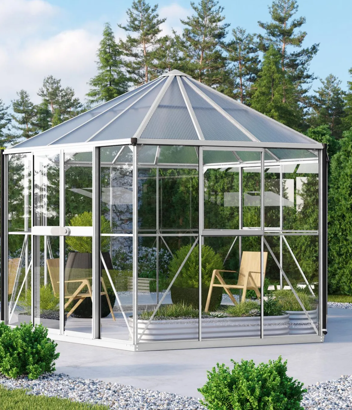 Vitavia Gewächshaus Luna 9000, inkl. Stahlfundamentrahmen, ca. B383/H283/T331 cm